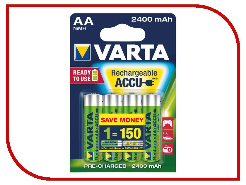 фото Аккумулятор AA - Varta 2400 mAh BL4 Power Accu (4 штуки) 56756 / 56776