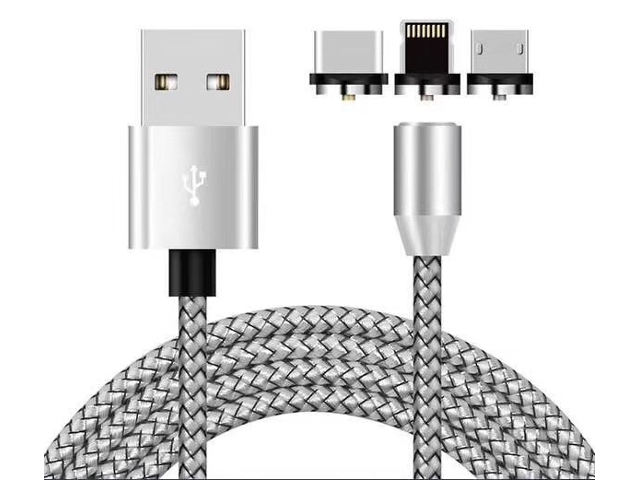 фото Аксессуар Zibelino USB - Type-C / Lightning / MicroUSB Magnetic 1m ZDCM-3IN1-GREY