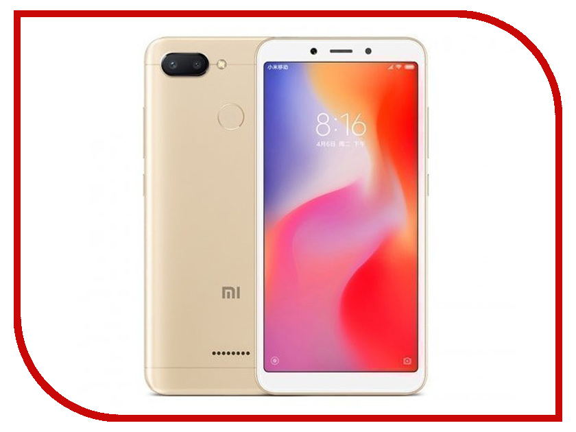 

Сотовый телефон Xiaomi Redmi 6 3Gb RAM 64Gb Gold, Redmi 6