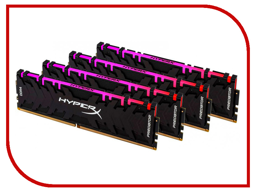 

Модуль памяти Kingston HyperX Predator RGB DDR4 DIMM 3000MHz PC4-24000 CL15 - 32Gb KIT (4x8Gb) HX430C15PB3AK4/32, HX430C15PB3AK4/32
