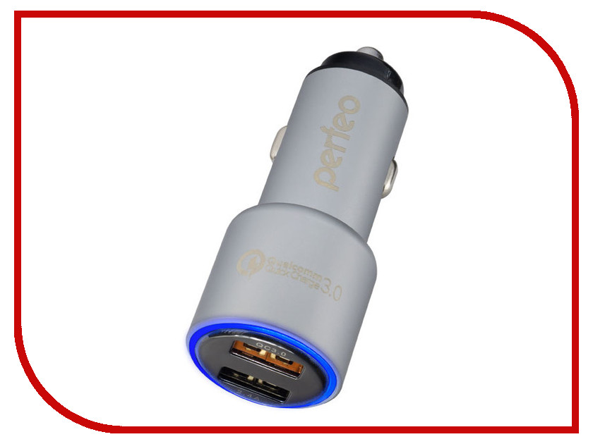 

Зарядное устройство Perfeo Auto2 QC 2xUSB QC3.0 + 2.4А Silver PF_A4489, Auto2 QC