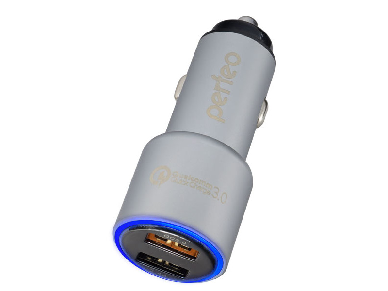 

Зарядное устройство Perfeo Auto2 QC 2xUSB QC3.0 + 2.4А Silver PF_A4489, Auto2 QC