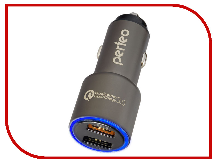 

Зарядное устройство Perfeo Auto2 QC 2xUSB QC3.0 + 2.4А Grey PF_A4491, Auto2 QC