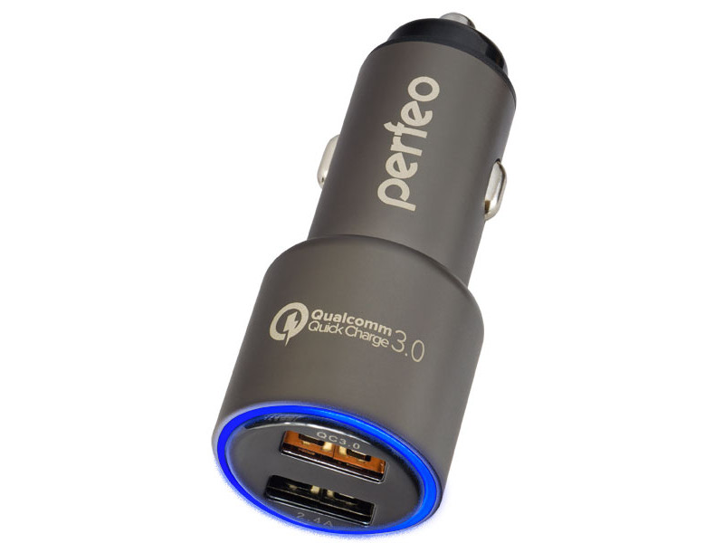 

Зарядное устройство Perfeo Auto2 QC 2xUSB QC3.0 + 2.4А Grey PF_A4491, Auto2 QC