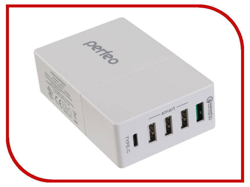 

Зарядное устройство Perfeo Fast 5 3xUSB QC3.0 Type-C White PF_A4454, Fast 5