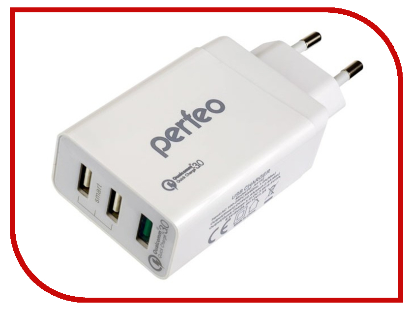 

Зарядное устройство Perfeo Fast 3 3xUSB QC3.0 White PF_A4142, Fast 3