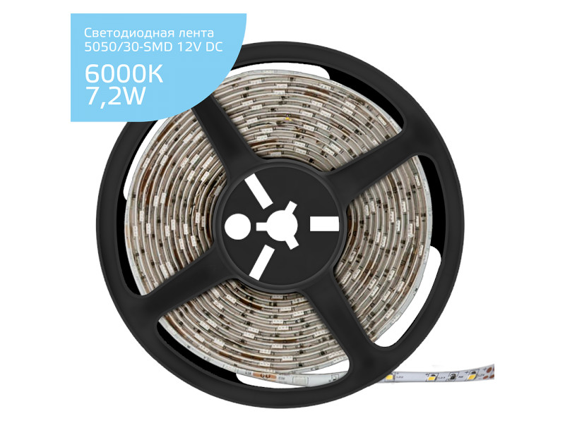 

Светодиодная лента Gauss LED Elementary 5050/30-SMD 7.2W 12V DC IP20 Zip Bag 5m Cold White 355000307, 355000307