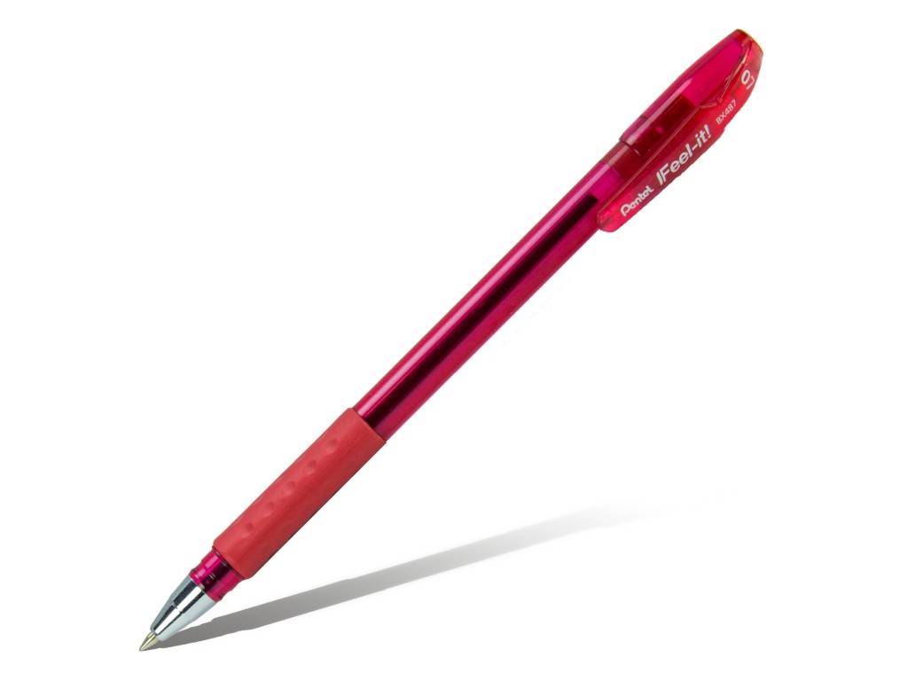 

Ручка шариковая Pentel Feel it! 0.7mm корпус Red, стержень Red BX487-B, Feel it!