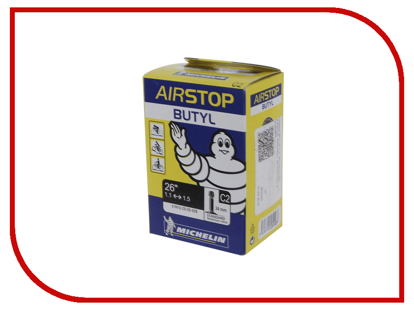 

Велокамера Michelin C2 Airstop 26x1.0/1.3 MIC_1251931111M, C2 Airstop