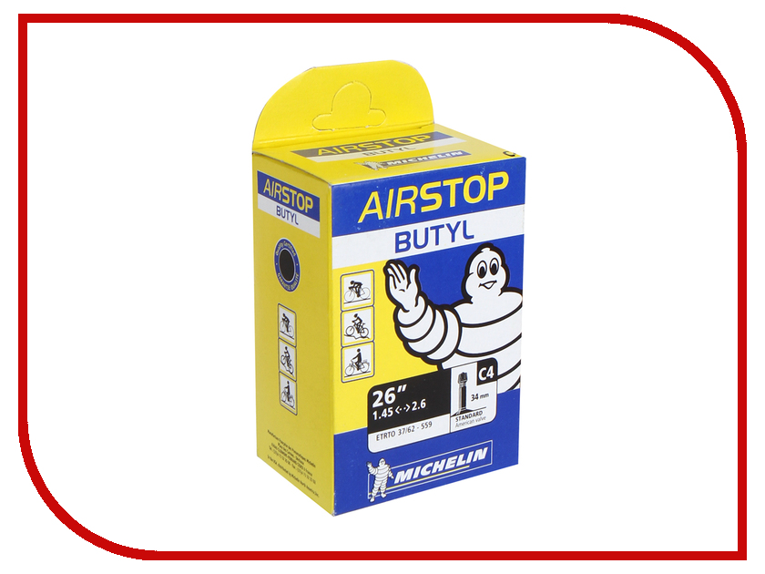 

Велокамера Michelin C4 Airstop 26x1.4/2.4 MIC_1251941111M, C4 Airstop