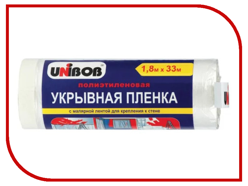 

Лента Пленка укрывная с малярной лентой Unibob 1.8mm x 33m 49695, 49695