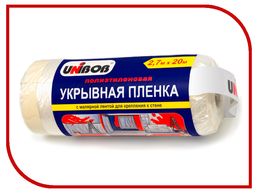 

Лента Пленка укрывная с малярной лентой Unibob 2.7mm x 20m 49694, 49694