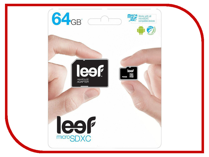 фото Карта памяти 64Gb - Leef Micro Secure Digital XC Class 10 LMSA0KK064R5 с переходником под SD