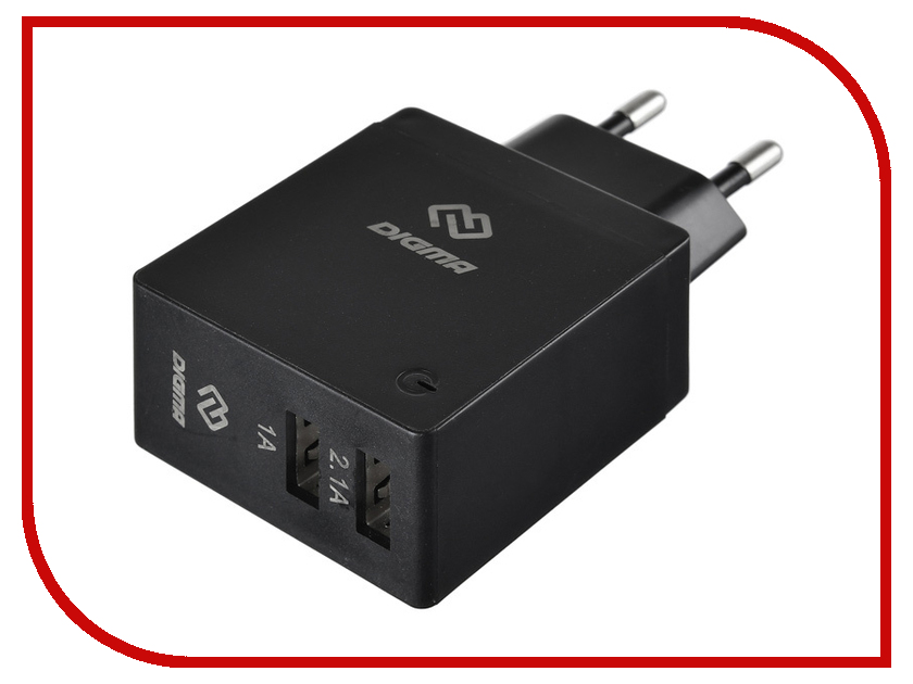 

Зарядное устройство Digma 2xUSB 2.1A Black DGWC-2U-3A-BK, DGWC-2U-3A-BK