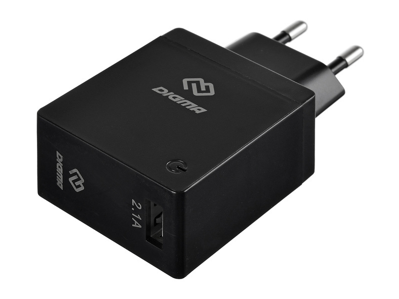 фото Зарядное устройство Digma USB 2.1A Black DGWC-1U-2.1A-BK