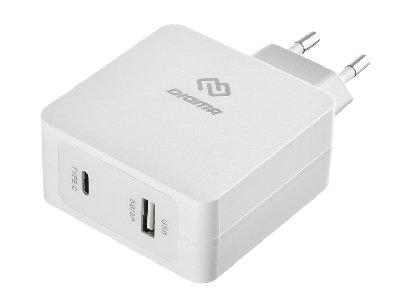 фото Зарядное устройство digma usb / usb type-c 5.5a white dgpd-45w-wg