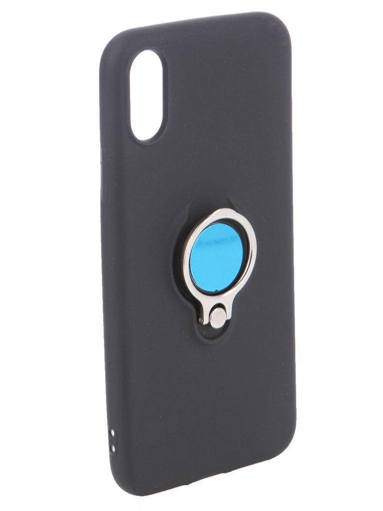 фото Чехол df для apple iphone x/xs silicone с кольцом-держателем black iring-01 df-group