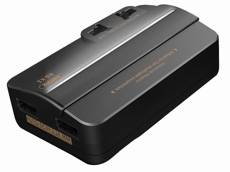 фото Аксессуар Remax Plug Adapter RS-X1 для EU/US/AU/UK + 2xUSB 2.1A Black