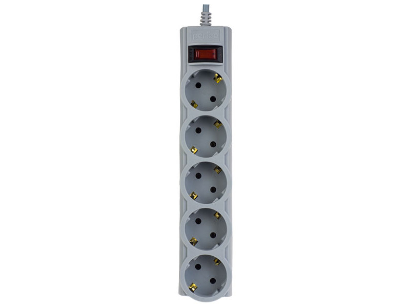 

Сетевой фильтр Perfeo 5 Sockets 1m Grey PF-SP-01030-G, PF-SP-01030-G