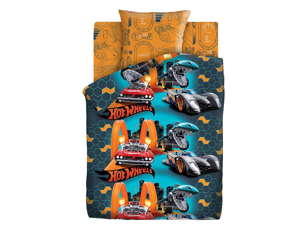 

Постельное белье ПромТоргСервис Hot Wheels / Опасные гонки Комплект 1.5 спальный Бязь 562293, 562293