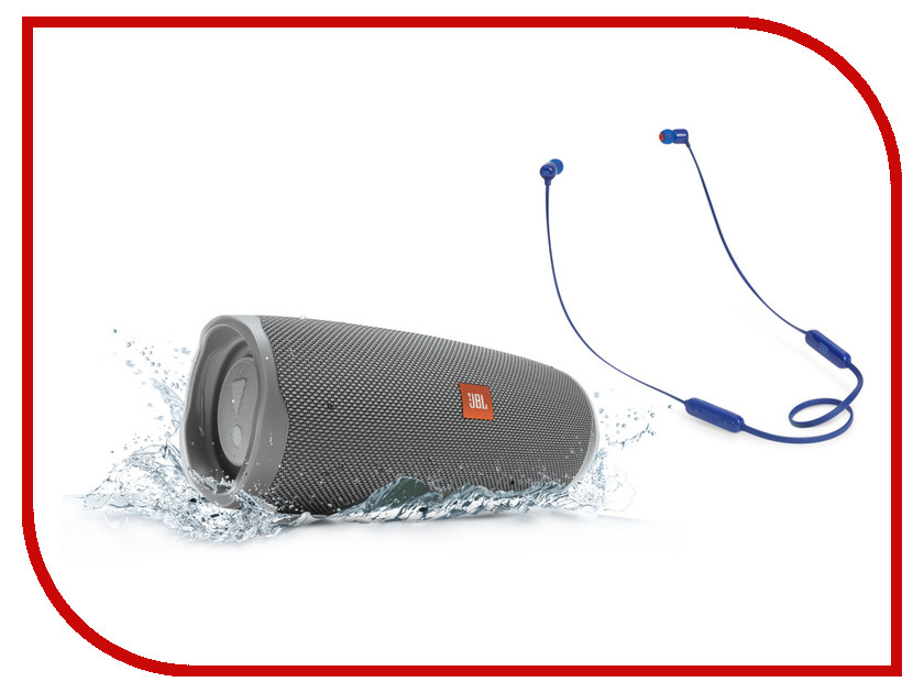 

Колонка JBL Charge 4 Grey + наушники T110BT Blue, Charge 4 + T110BT