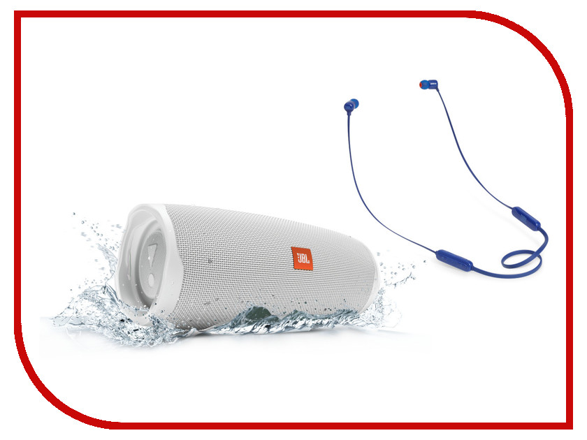 

Колонка JBL Charge 4 White + наушники T110BT Blue, Charge 4 + T110BT