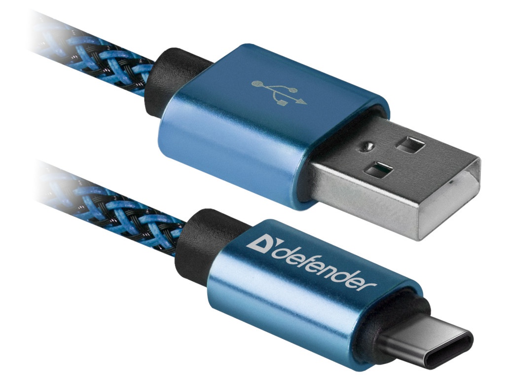 фото Аксессуар Defender USB09-03T Pro USB2.0 AM - Type-C 1.0m 2.1A Blue 87817