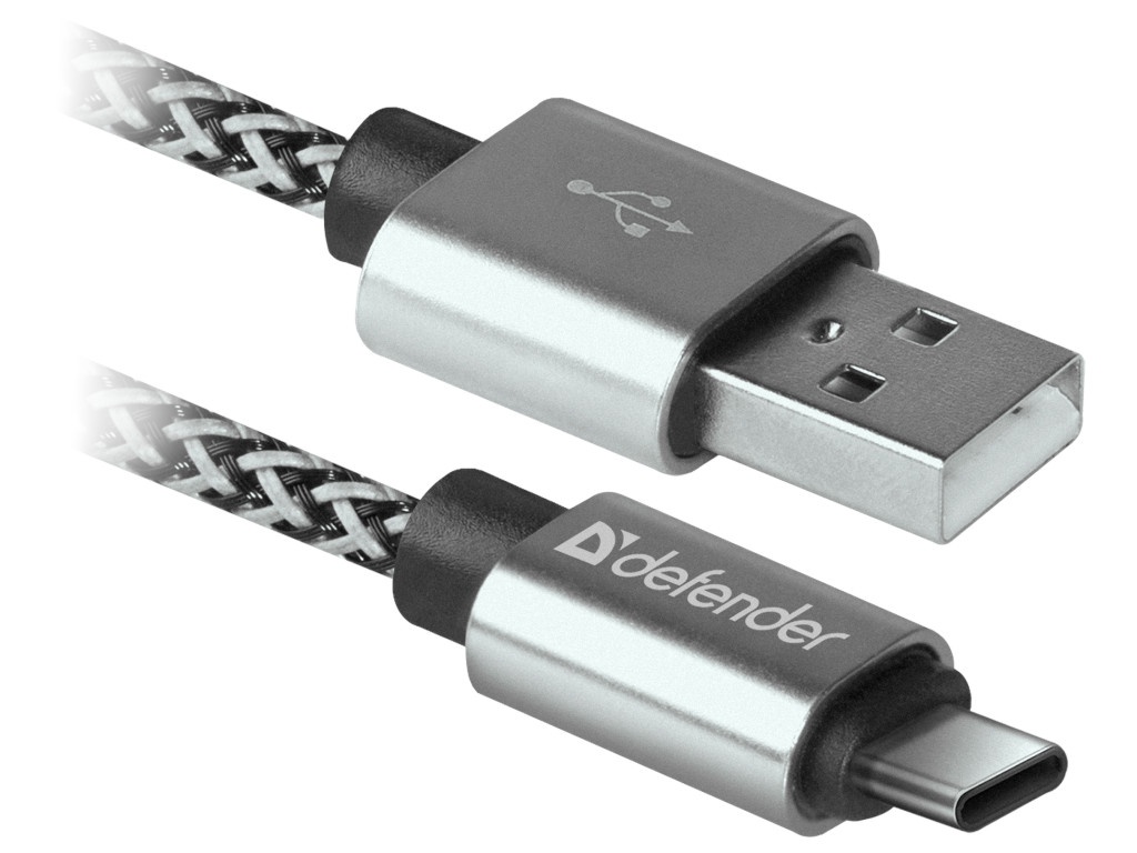 Аксессуар Defender USB09-03T Pro USB2.0 AM - Type-C 1.0m 2.1A White 87815 аксессуар гарнизон usb 2 0 am af 1 8m gcc usb2 amaf 1 8m
