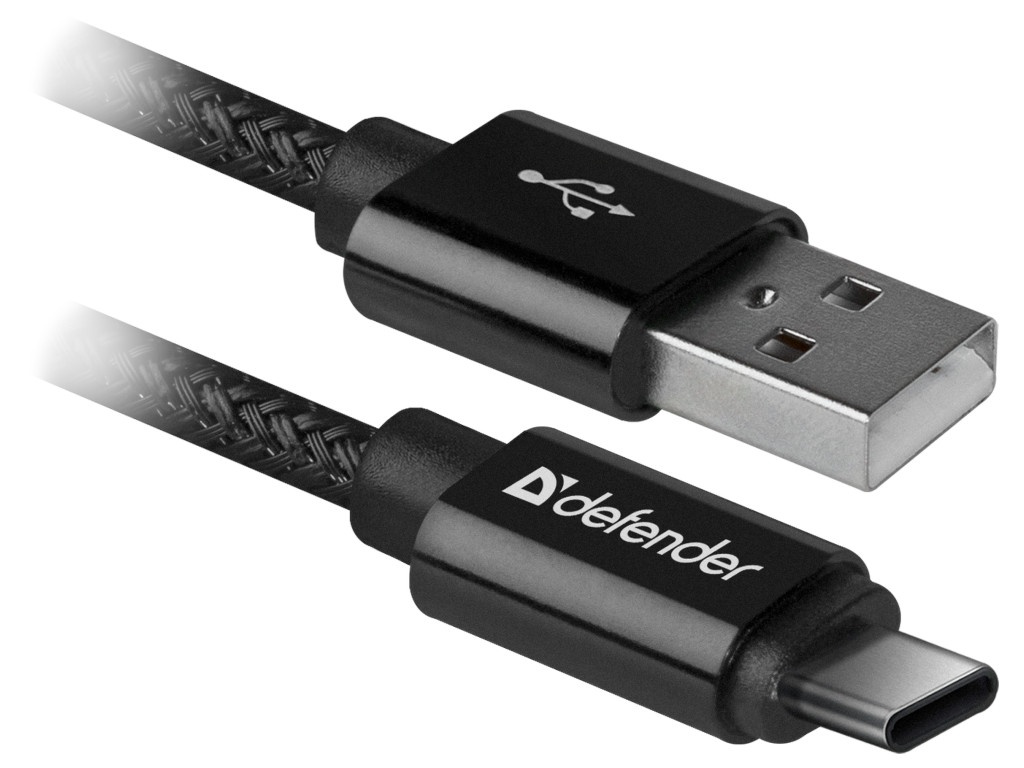 Аксессуар Defender USB09-03T Pro USB2.0 AM - Type-C 1.0m 2.1A Black 87814 кабель defender usb09 03t 1m black 87814