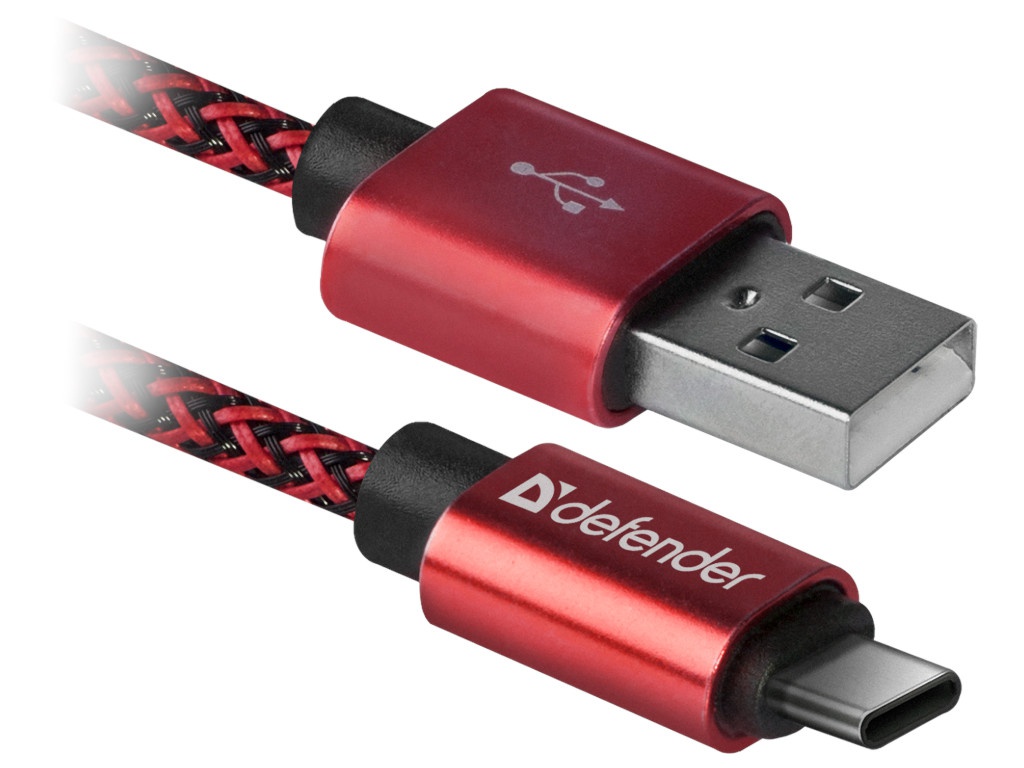 фото Аксессуар Defender USB09-03T Pro USB2.0 AM - Type-C 1.0m 2.1A Red 87813