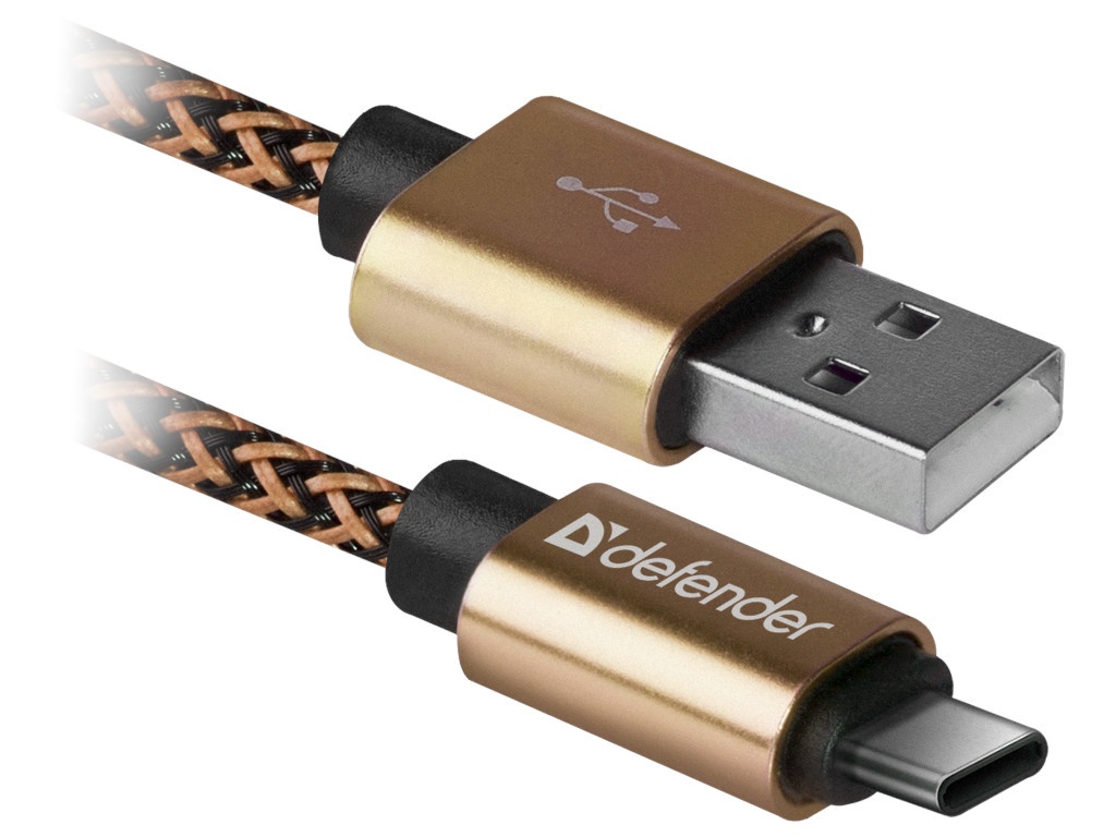 фото Аксессуар Defender USB09-03T Pro USB2.0 AM - Type-C 1.0m 2.1A Gold 87812