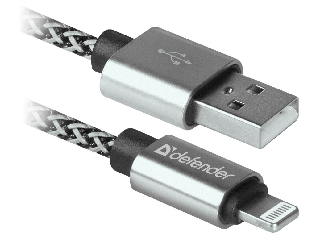 фото Аксессуар Defender ACH01-03T Pro USB2.0 AM - Lightning 1.0m 2.1A White 87809