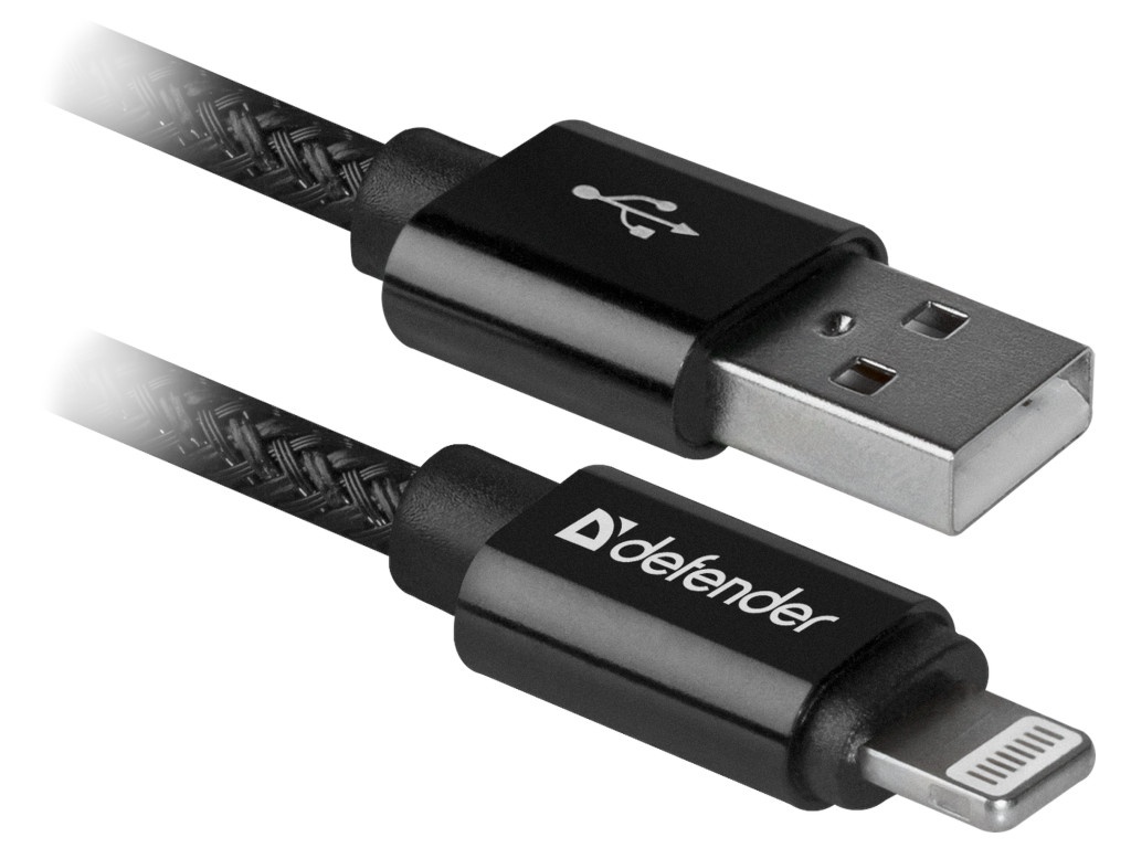 фото Аксессуар Defender ACH01-03T Pro USB2.0 AM - Lightning 1.0m 2.1A Black 87808