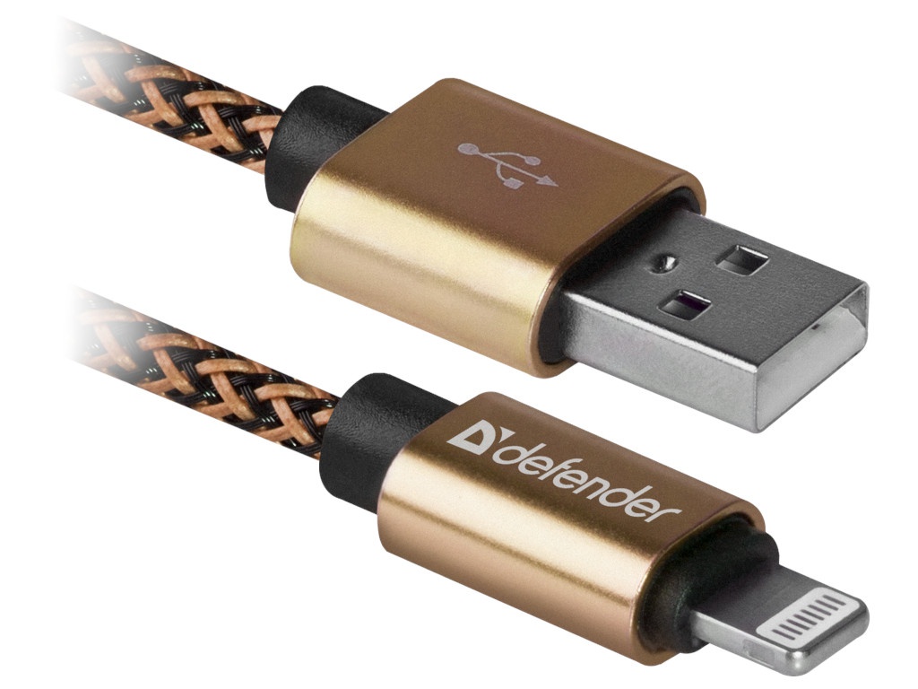 фото Аксессуар Defender ACH01-03T Pro USB2.0 AM - Lightning 1.0m 2.1A Gold 87806