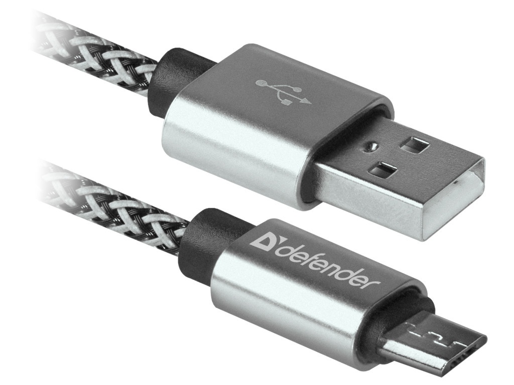 фото Аксессуар Defender USB08-03T Pro USB2.0 AM - MicroBM 1.0m 2.1A White 87803