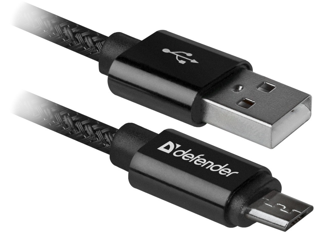 фото Аксессуар Defender USB08-03T Pro USB2.0 AM - MicroBM 1.0m 2.1A Black 87802
