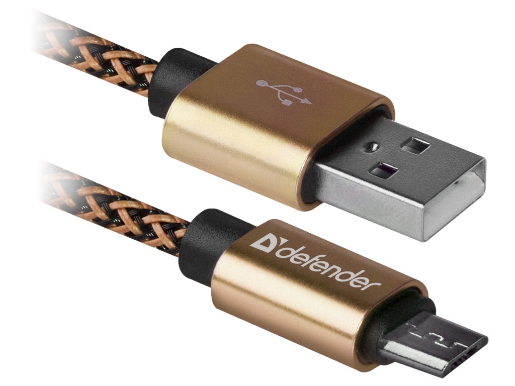 фото Аксессуар Defender USB08-03T Pro USB2.0 AM - MicroBM 1.0m 2.1A Gold 87800
