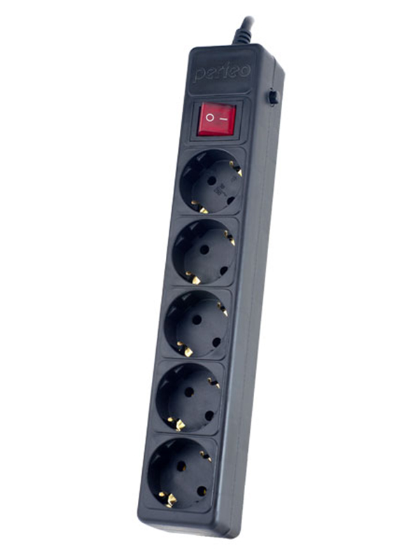 фото Сетевой фильтр Perfeo Power Plus 5 Sockets 1.8m Black PF-PP-5/1.8-B