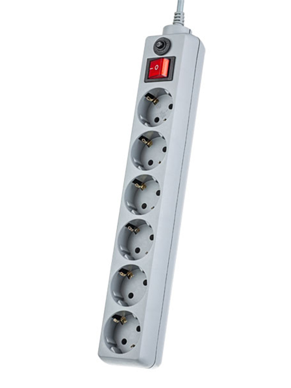 фото Сетевой фильтр Perfeo Power Plus 6 Sockets 1.8m Grey PF-PP-6/1.8-G