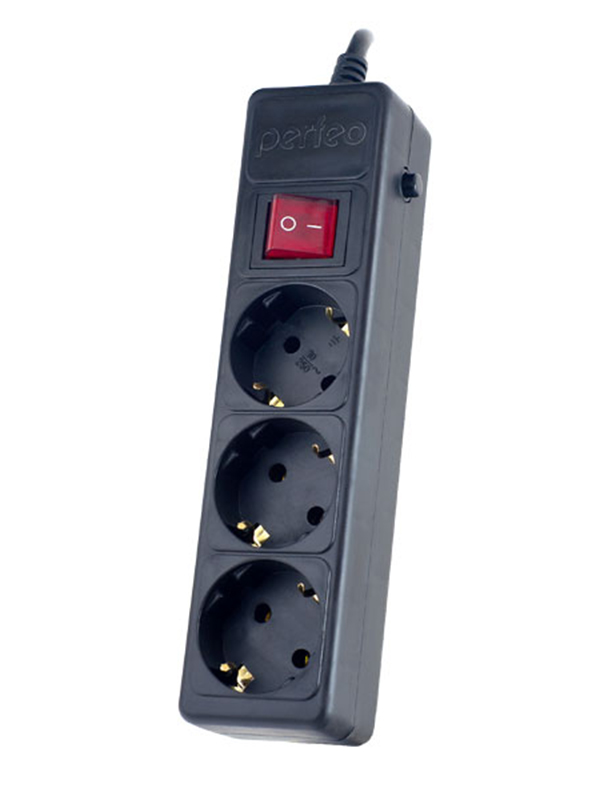 фото Сетевой фильтр Perfeo Power Plus 3 Sockets 1.8m Black PF-PP-3/1.8-B