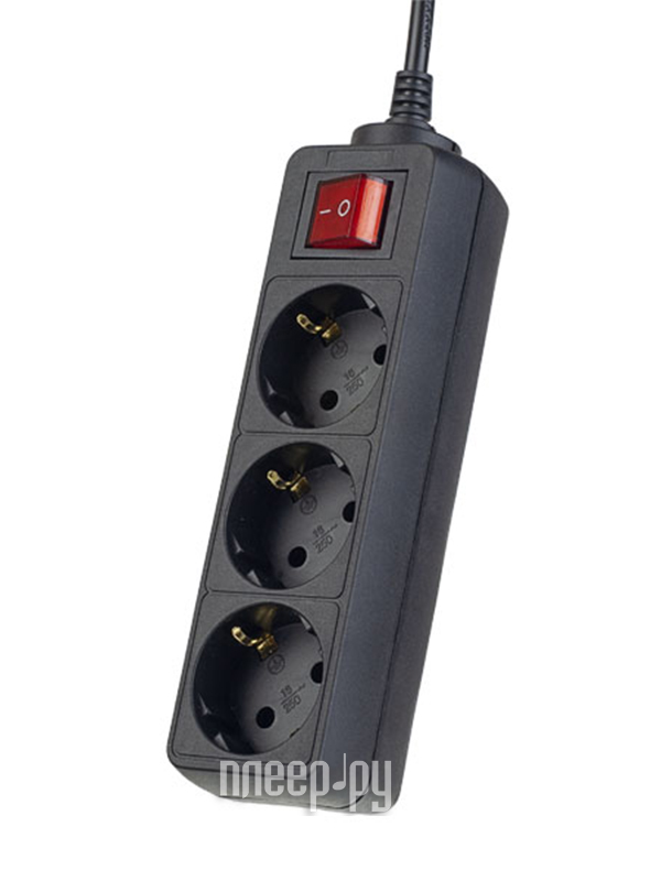 фото Сетевой фильтр Perfeo Powermate 3 Sockets 1.8m Black PF-PM-3/1.8-B