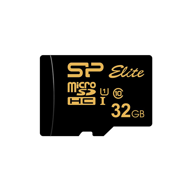 Карта памяти 32Gb - Silicon Power - Micro Secure Digital HC Class 10 UHS-1 Elite Golden SP032GBSTHBU1V1GSP с переходником под SD
