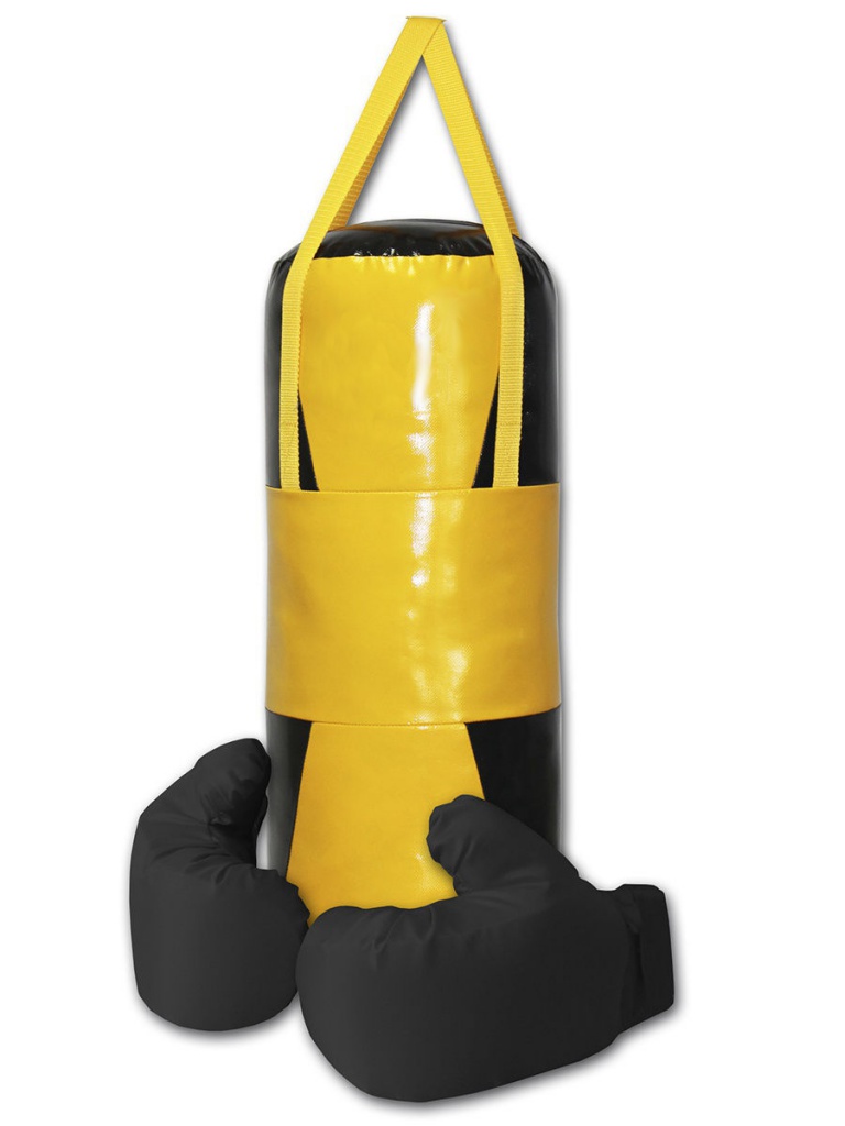 фото Набор для бокса Belon Песочные часы груша с перчатками Black-Yellow НБ-001-ПЧ