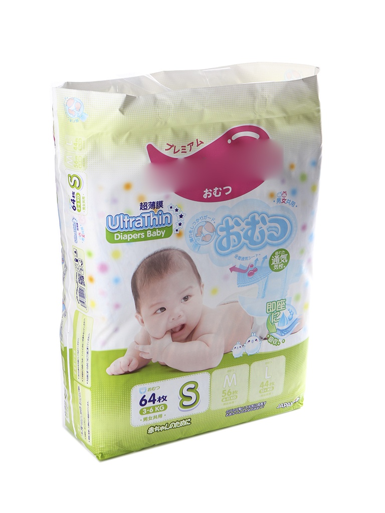 

Подгузники Manuoki UltraThin S (3-6 кг) 64 шт, S 3-6кг