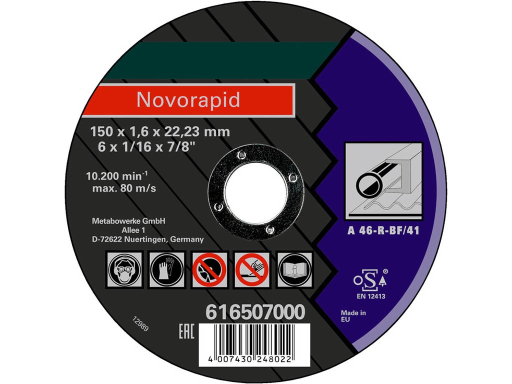 фото Диск Metabo Novorapid 150x1.6x22.23 Отрезной по металлу 616507000