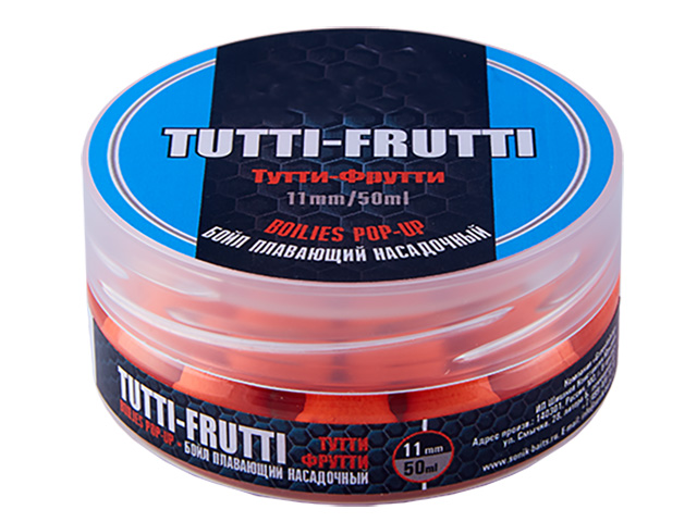 фото Насадка Sonik Baits Бойлы плавающие Tutti Frutti Fluo Pop-ups 11mm 50ml 638043