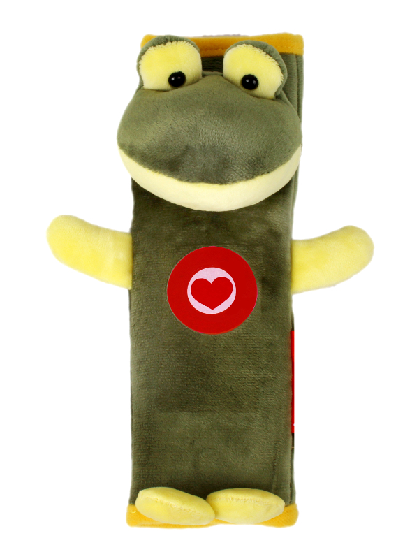 фото Накладка на ремни безопасности и лямки рюкзаков olmio лягушка green-yellow 38729