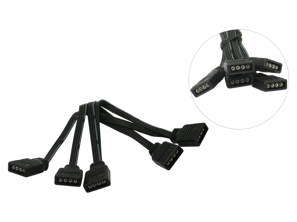 фото Кабель akasa 4-pin to 4x 4-pin rgb led connector multiplier cable ak-cbld05-40bk