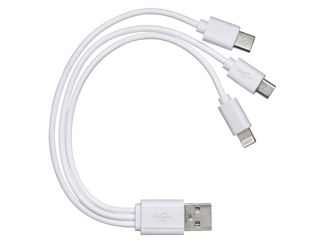 фото Аксессуар GAL USB - Lightning 8pin/Type-C/MicroUSB 20cm White 2627WT