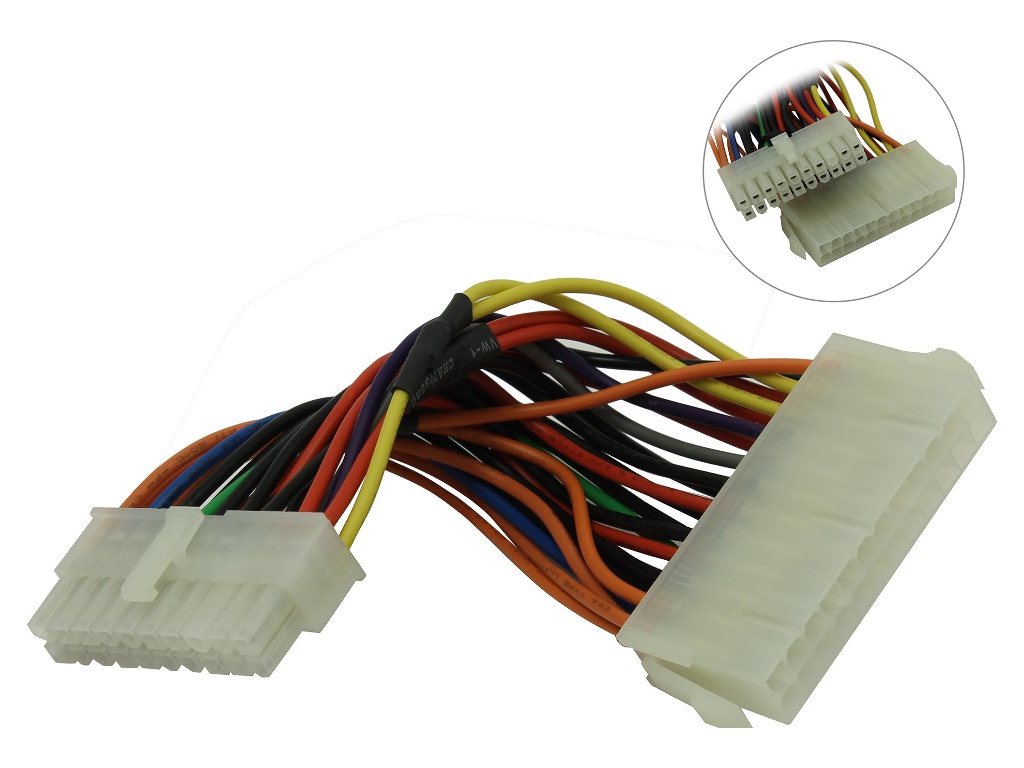 фото Аксессуар кабель переходник питания akasa 24pin to 20pin psu ak-cb24-20